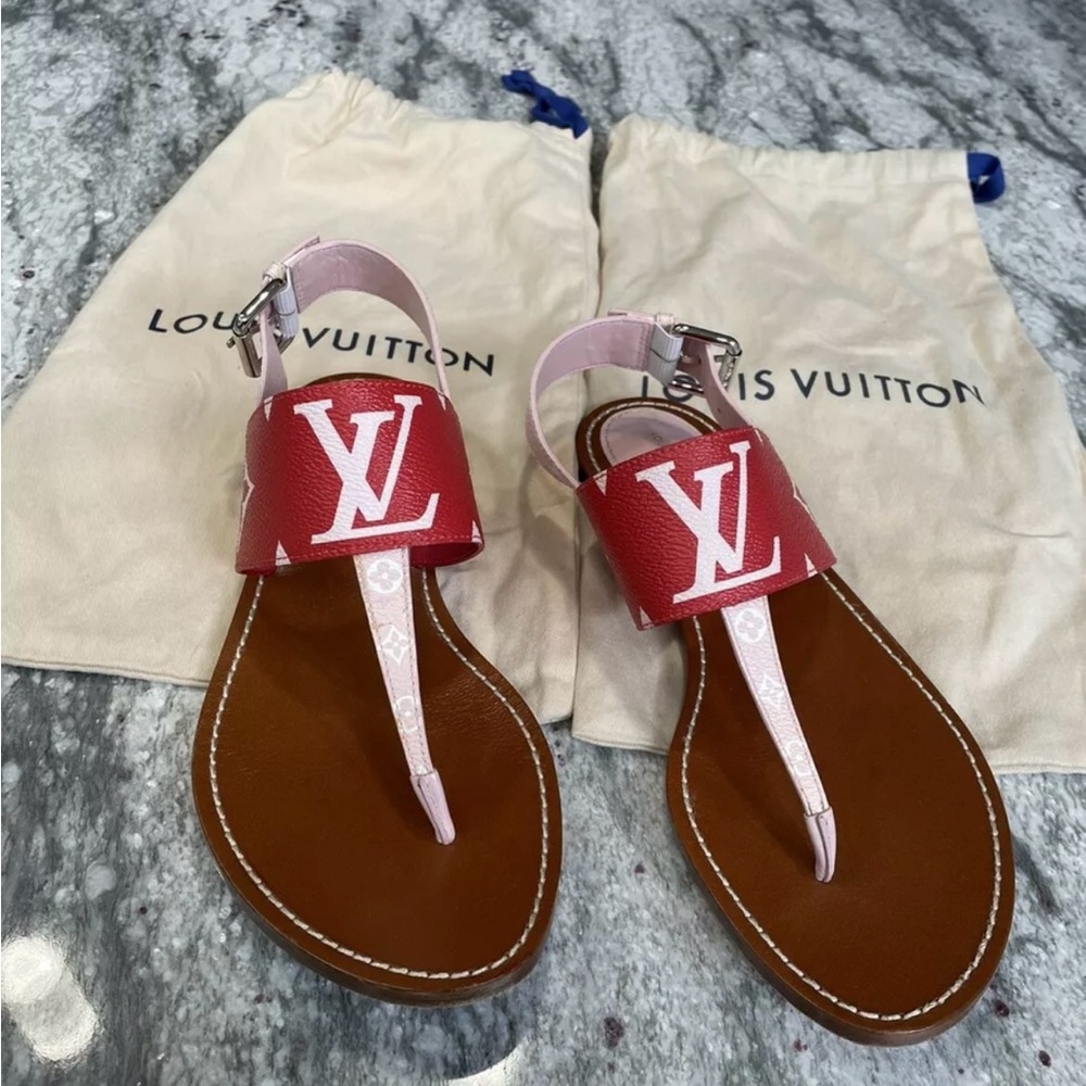 Louis Vuitton Red and Pink Sandals Louis Vuitton Escale Monogram Giant Red Pink